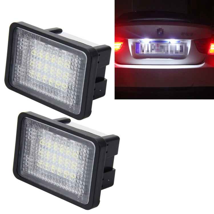 2 PCS License Plate Light with 18 SMD-3528 Lamps for Mercedes-Benz GLK X204 ,2W 120LM, DC12V (White Light)