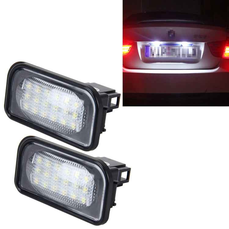 2 PCS License Plate Light with 18 SMD-3528 Lamps for Mercedes-Benz W203 4D ,2W 120LM 6000K, DC12V,with Canbus (White Light)