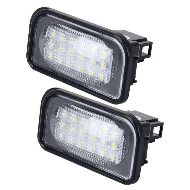 2 PCS License Plate Light with 18 SMD-3528 Lamps for Mercedes-Benz W203 4D ,2W 120LM 6000K, DC12V,with Canbus (White Light)