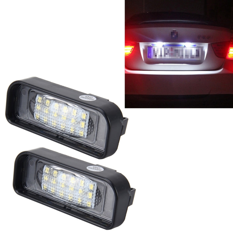 2 PCS License Plate Light with 18 SMD-3528 Lamps with Canbus for Mercedes-Benz W220,2W 120LM,6000K, DC12V(White Light), For Benz W220