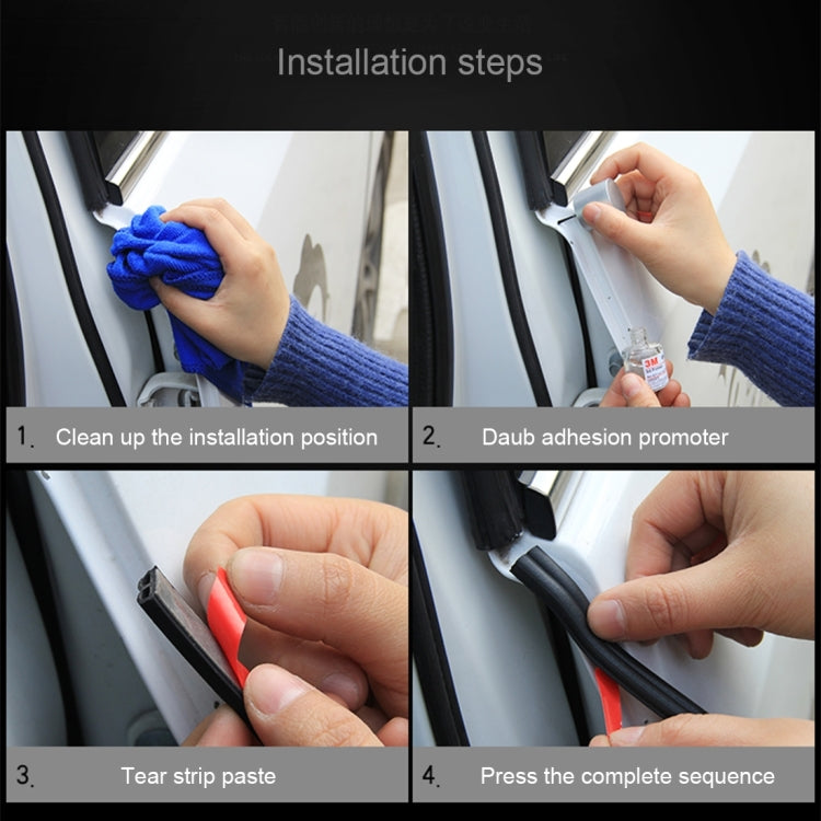 4m B Shape Car Decorative Strip Rubber Chrome Decoration Strip Door Seal Window Seal, 4m B Shape