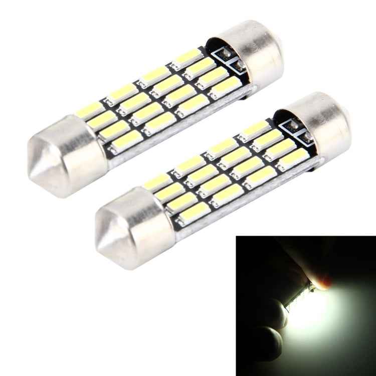 2 PCS 2W 100 LM 6000K 36MM Bicuspid Port Car Dome Lamp LED Reading Light with 16 SMD-4014 LED Lamps, DC 12V