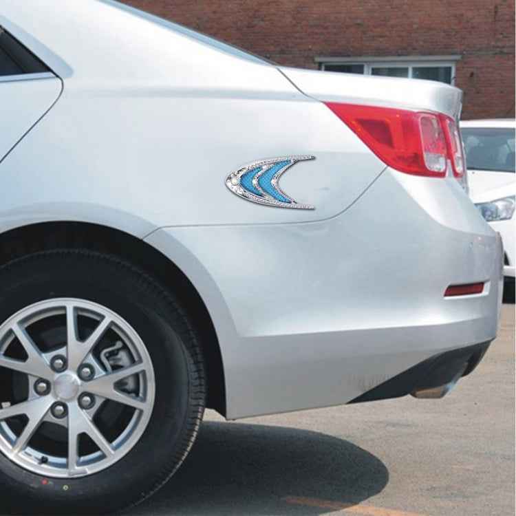 2 PCS Car Plastic Decorative Sticker, Size: 10.0 x 5.0cm(Silver + Blue)