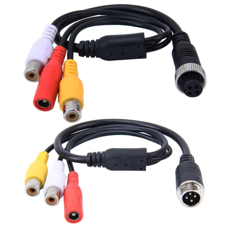 2 PCS 1 in 3 Ways Car Auto Monitor Camera DVR Male and Female 4 Pin Video Power Extension Cable Cord, Length: 34cm, 1 in 3 ways