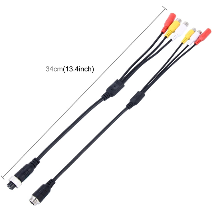 2 PCS 1 in 3 Ways Car Auto Monitor Camera DVR Male and Female 4 Pin Video Power Extension Cable Cord, Length: 34cm, 1 in 3 ways