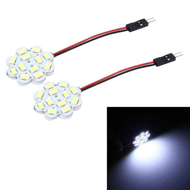 2 PCS 3W 200 LM 6000K Flower Shape Car Auto Interior Doom Reading Light with 12 SMD-5630 LED Lamps Bicuspid and T10 Adapter Cable, DC 12V