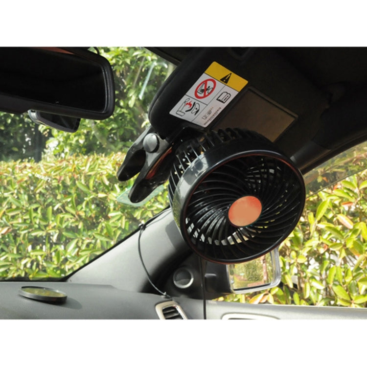 HUXIN HX-T602E 6.5W 4.5inch 360 Degree Adjustable Rotation Clip One Head Low Noise Mini Electric Car Fan with Roller Switch, DC24V, HX-T602E
