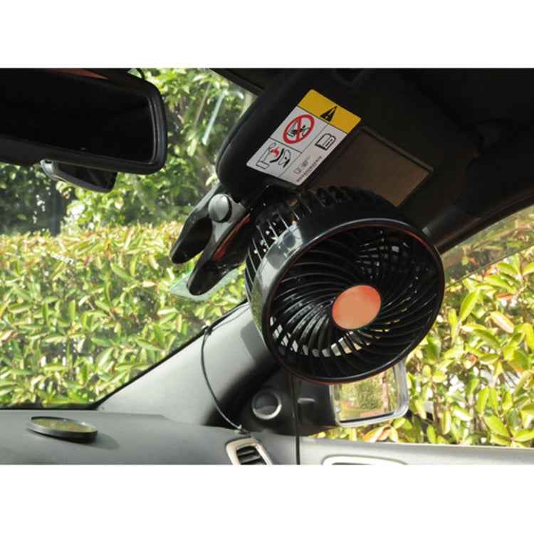 HUXIN HX-T604E 12W 6inch 360 Degree Adjustable Rotation Clip One Head Low Noise Mini Electric Car Fan with Roller Switch, DC24V