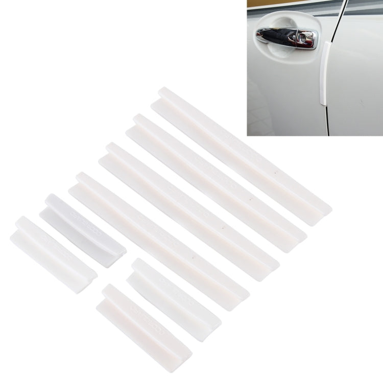 FR JG-031 8 PCS Rubber Car Side Door Edge Protection Guards Cover Trims Stickers, Black, Transparent, White