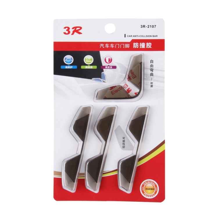 3R 3R-2107 4 PCS Rubber Car Side Door Edge Free Bending Protection Guards Cover Trims Stickers
