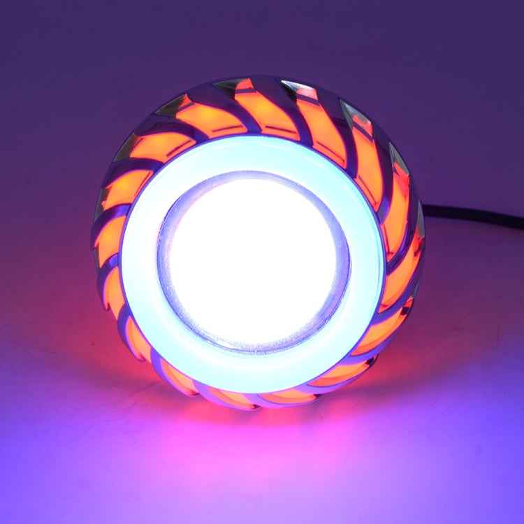 Motorcycle 30W DC 12V-85V LED Headlight Lens Built-in Whirlwind Double Aperture Angle Eyes + Devil Eye