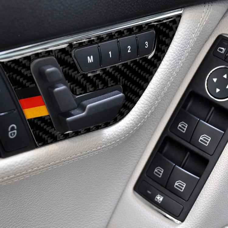 2 PCS German Flag Car Carbon Fiber Seat Adjustment Panel Decorative Sticker for Mercedes-Benz W204 2007-2013
