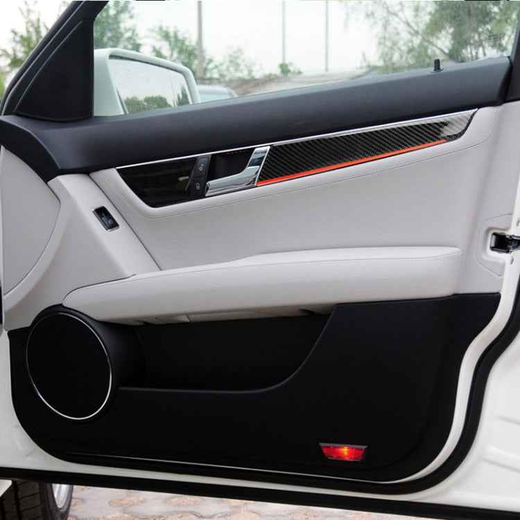 4 PCS Car Carbon Fiber Red Inner Door Panel Decorative Sticker for Mercedes-Benz W204 2007-2013