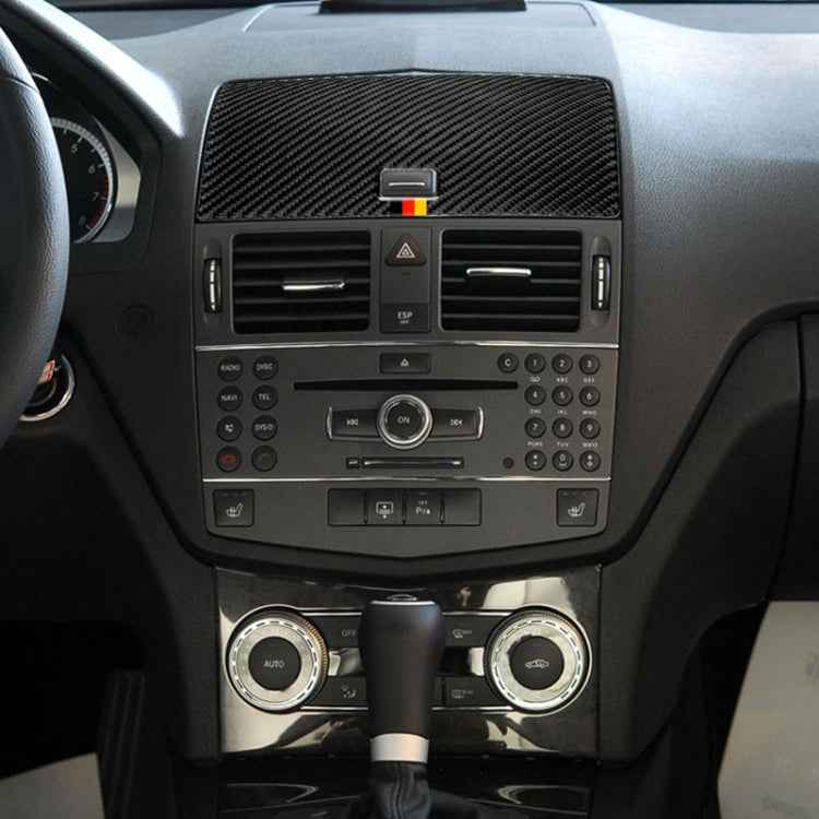 Car German Flag Carbon Fiber Console Navigation Panel Decorative Sticker for Mercedes-Benz W204 C Class 2007-2010