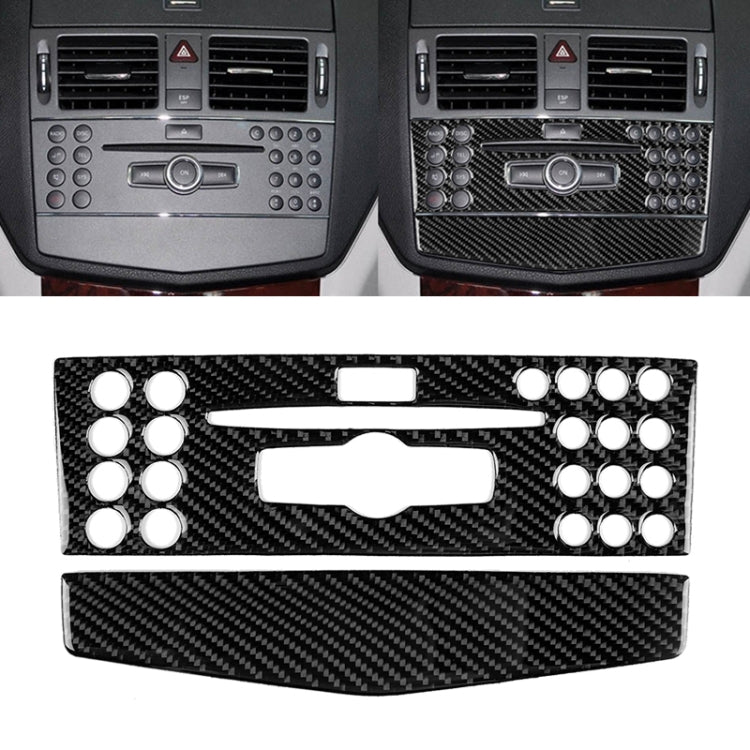 Car Carbon Fiber Center Console Panel Decorative Sticker for Mercedes-Benz W204 C Class 2007-2010, Center Console (A)