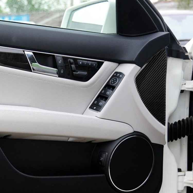 Car Carbon Fiber Front Door Slot Panel Decorative Sticker for Mercedes-Benz W204 C Class 2007-2013
