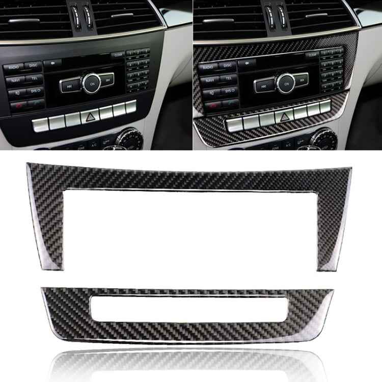 Car Carbon Fiber Central Control CD Panel Decorative Sticker for Mercedes-Benz W204 2011-2013 7-buttons
