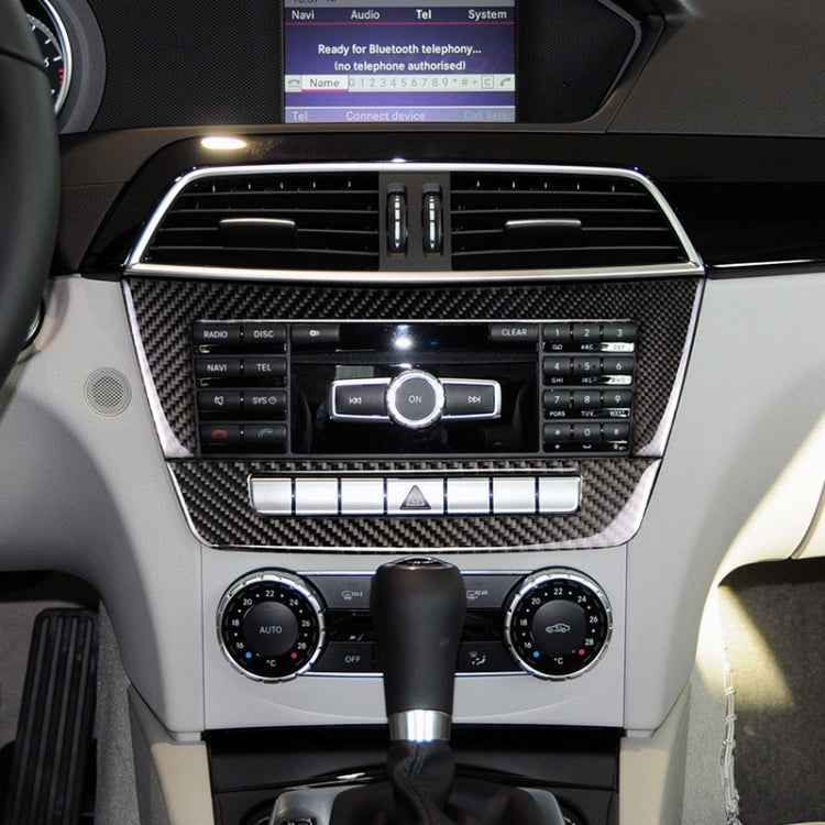 Car Carbon Fiber Central Control CD Panel Decorative Sticker for Mercedes-Benz W204 2011-2013 7-buttons