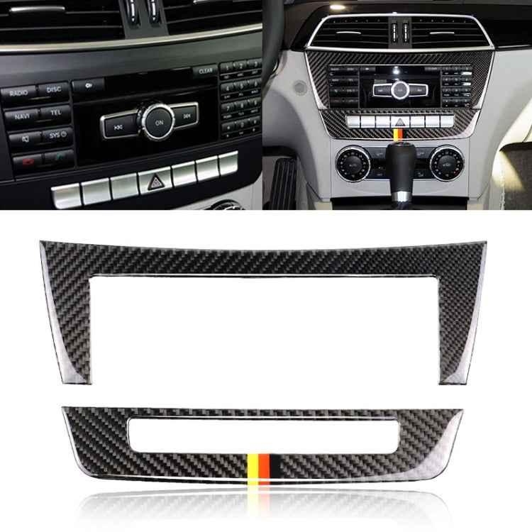 Car German Flag Carbon Fiber Central Control CD Panel Decorative Sticker for Mercedes-Benz W204 2011-2013 7-buttons