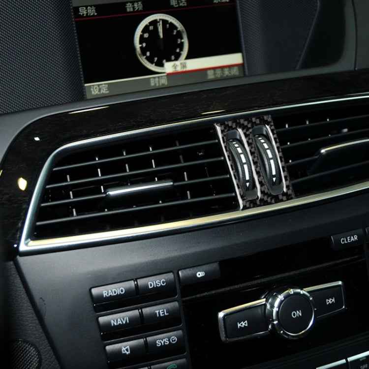 Car Carbon Fiber Intermediate Air Outlet Panel Decorative Sticker for Mercedes-Benz W204 2011-2013