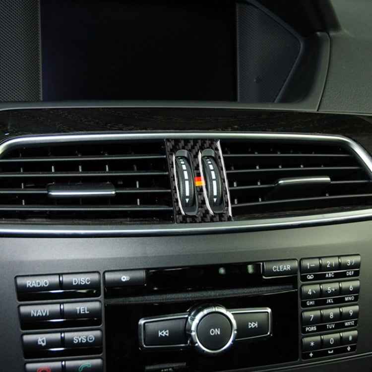 Car German Flag Carbon Fiber Intermediate Air Outlet Panel Decorative Sticker for Mercedes-Benz W204 2011-2013
