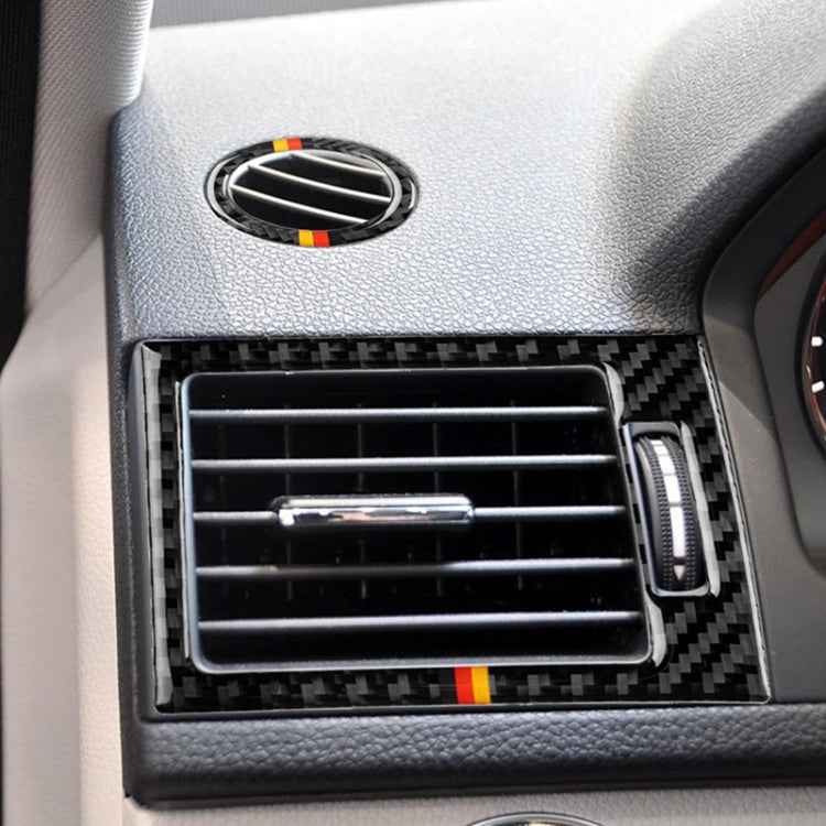 Car German Flag Carbon Fiber Air Outlet Ring + Intermediate Air Outlet + Side Air Outlet Panel Decorative Sticker for Mercedes-Benz W204 207-2010
