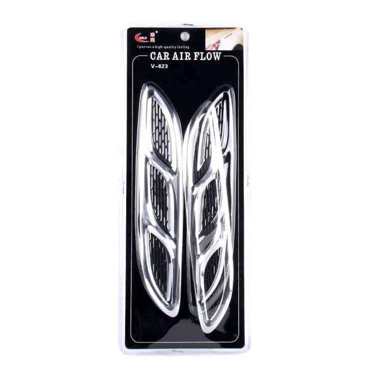 2PCS V-623 JDM Style Plastic Decorative Air Flow Intake Turbo Bonnet Hood Side Vent Cover With Self-adhesive Stick