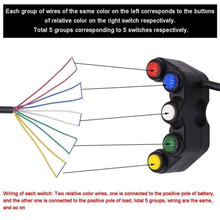 Motorcycle Headlight Auxiliary Light Horn Switches Aluminum Alloy Five-position Faucet Switches with Light