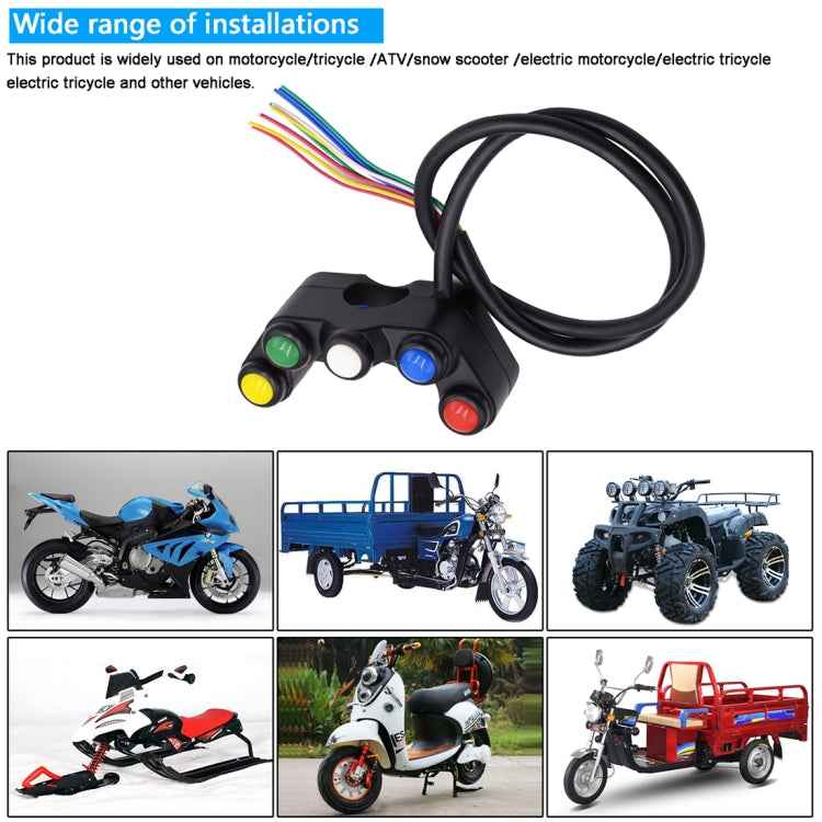 Motorcycle Headlight Auxiliary Light Horn Switches Aluminum Alloy Five-position Faucet Switches with Light