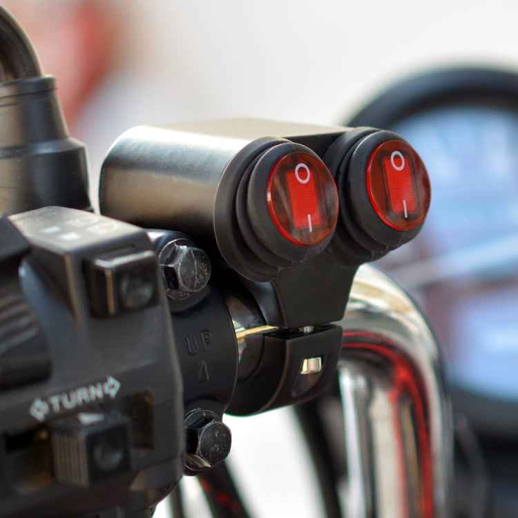 Motorcycle Headlight Auxiliary Light Waterproof Aluminum Alloy Double Flash Switches with Indicator Light