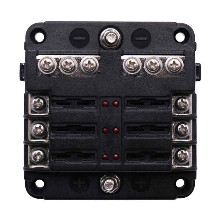 Independent Positive and Negative 1 in 6 Out 6 Way Circuit Blade Fuse Box Fuse Holder Kits with LED Warning Indicator for Auto Car Truck Boat