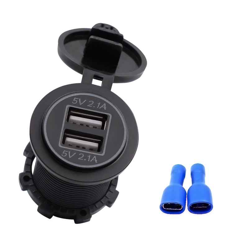 Universal Car Charger 2 Port Power Socket Power Dual USB Charger 5V 4.2A IP66 with Aperture, 4.2A with Aperture (Red Light)