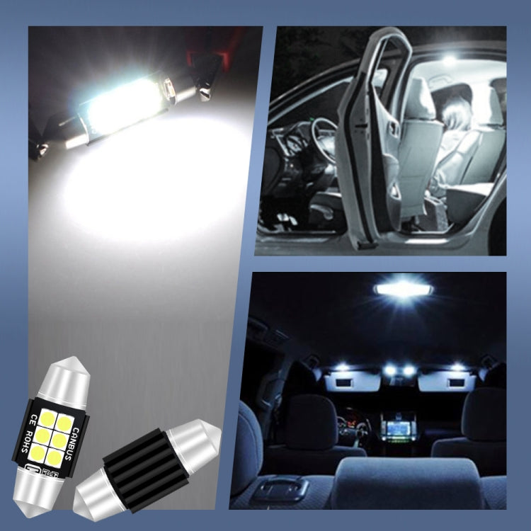 2 PCS 31mm DC12V-24V 3W 6000K 660LM 6LEDs SMD-3030 Car Reading Lamp / License Plate Light