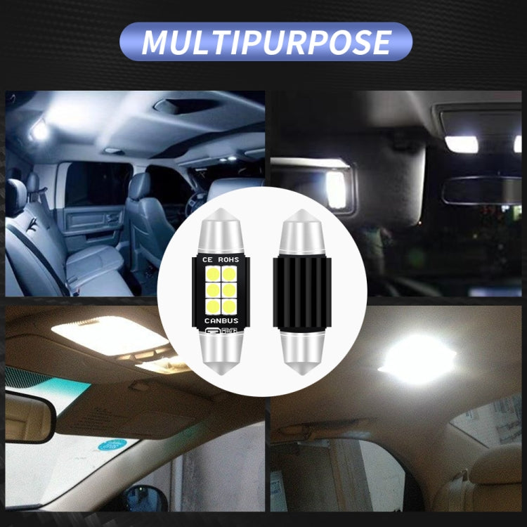 2 PCS 36mm DC12V-24V 3W 6000K 660LM 6LEDs SMD-3030 Car Reading Lamp / License Plate Light, 36mm (3W)