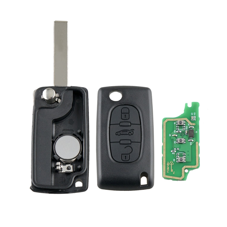 For PEUGEOT 3 Buttons Intelligent Remote Control Car Key with Integrated Chip & Battery & Holder & Slotted Key Blade, Frequency: 433MHz