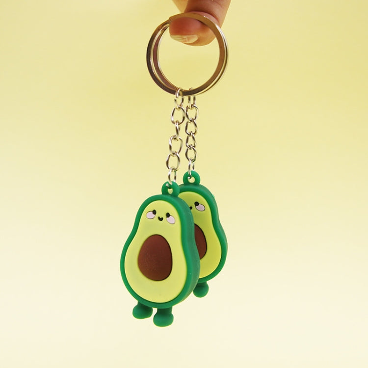 10 PCS Cute Fruit Jewelry Soft Silicone Cartoon Anthropomorphic Avocado Key Ring, Soft Silicone Avocado Shape