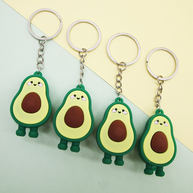 10 PCS Cute Fruit Jewelry Soft Silicone Cartoon Anthropomorphic Avocado Key Ring, Soft Silicone Avocado Shape