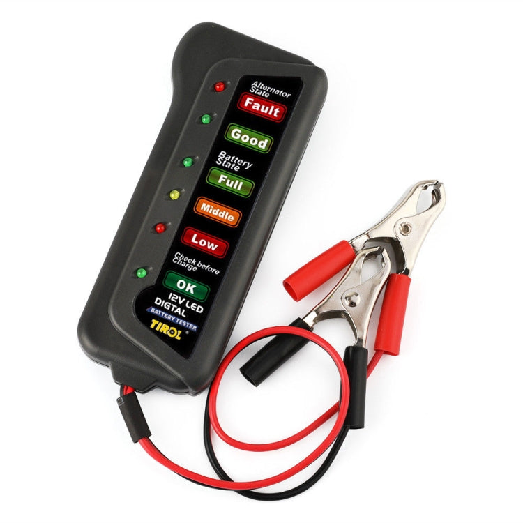 TIROL T16897 12V Auto Car Digital Battery Alternator Tester 6 LED Lights Display, TIROL T16897