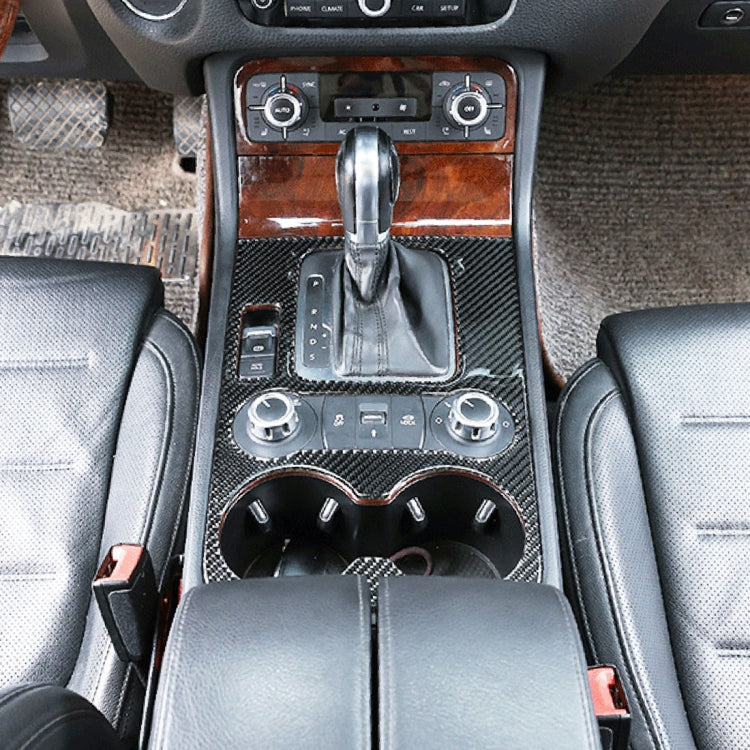 Car Carbon Fiber Gearshift Panel Frame Decorative Sticker for Volkswagen Touareg, Gearshift Panel