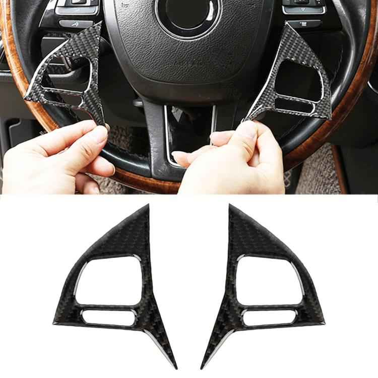 2 PCS Car Carbon Fiber Steering Wheel Button Decorative Sticker for Volkswagen Touareg
