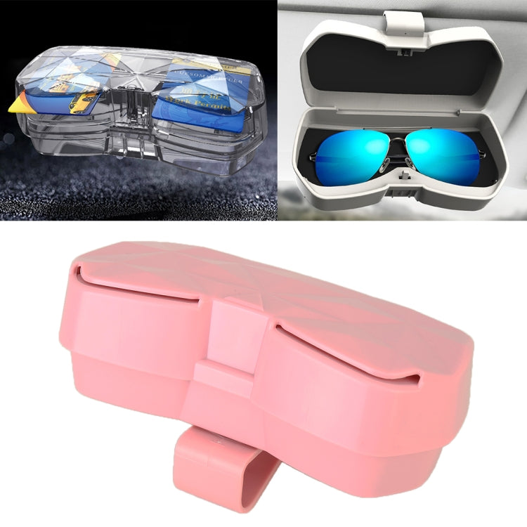 Car Multi-functional Glasses Case Sunglasses Storage Holder with Card Slot, Diamond Style, Diamond Style (Beige), Diamond Style (Black), Diamond Style (Pink)