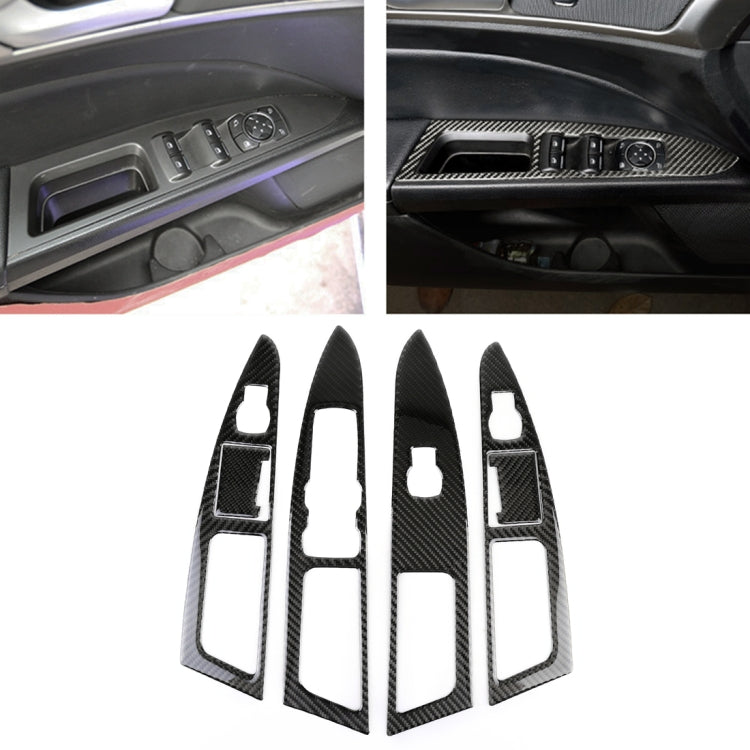6 PCS Car Carbon Fiber Window Lift Panel ecorative Sticker for Ford New Mondeo, Fiber Window Lift