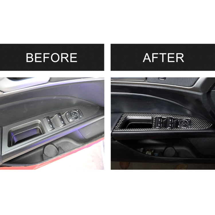 6 PCS Car Carbon Fiber Window Lift Panel ecorative Sticker for Ford New Mondeo, Fiber Window Lift