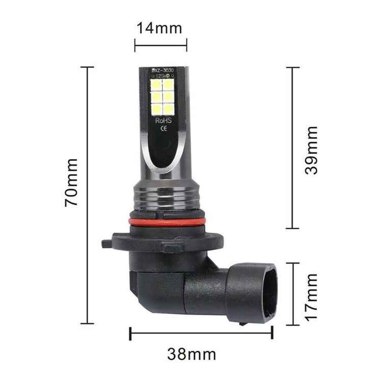 2 PCS 9006 DC12V-24V / 12W / 3000K / 800LM 12LEDs SMD-3030 Car LED Fog Light