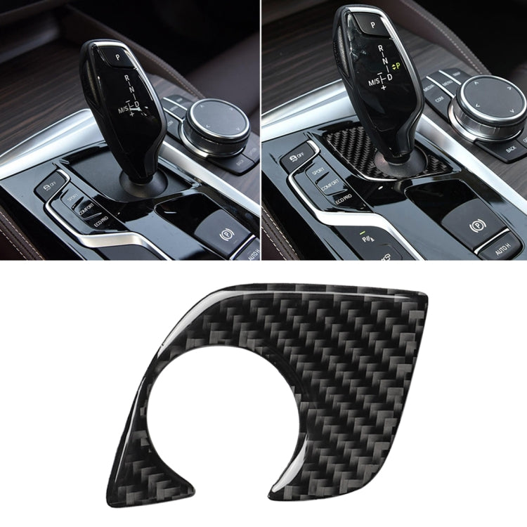 Car Carbon Fiber Gear Lever Lower Panel Decorative Sticker for BMW 5 Series G38 528Li / 530Li / 540Li 2018, Left Drive, Gear Lever Lower
