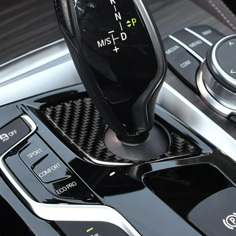 Car Carbon Fiber Gear Lever Lower Panel Decorative Sticker for BMW 5 Series G38 528Li / 530Li / 540Li 2018, Left Drive, Gear Lever Lower