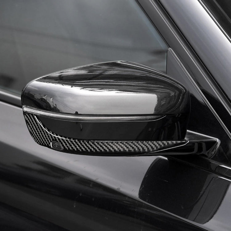 2 PCS Car Carbon Fiber Rearview Mirror Bumper Strip Decorative Sticker for BMW G30 (2018-2019) / G11 (2016-2019), Right Drive with Camera, Rearview Mirror Right Drive with Camera