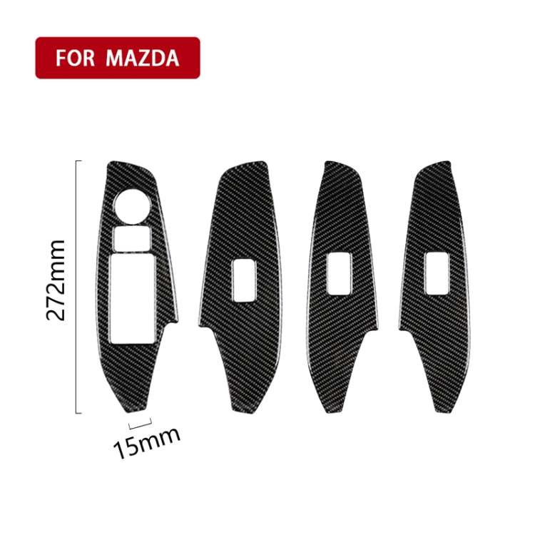 Car Carbon Fiber Left Drive Window Lift Panel Decorative Sticker for Mazda Axela 2014 / 2017-2018, Left Drive Window Lift Panel
