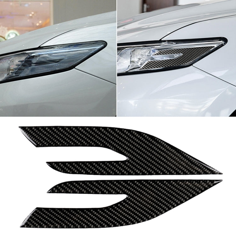 2 PCS Car Carbon Fiber Headlight Decorative Sticker for Toyota Eighth Generation Camry 2018-2019, Headlight