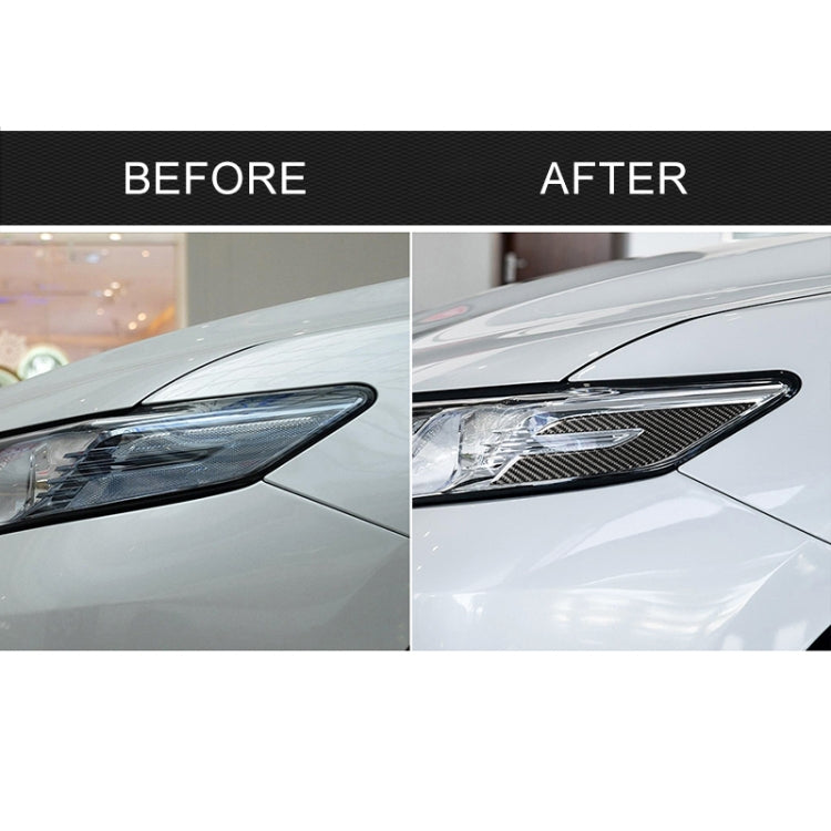 2 PCS Car Carbon Fiber Headlight Decorative Sticker for Toyota Eighth Generation Camry 2018-2019, Headlight